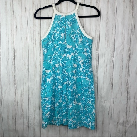 Lilly Pulitzer blue white embroidered floral dress 0 - Picture 4 of 6